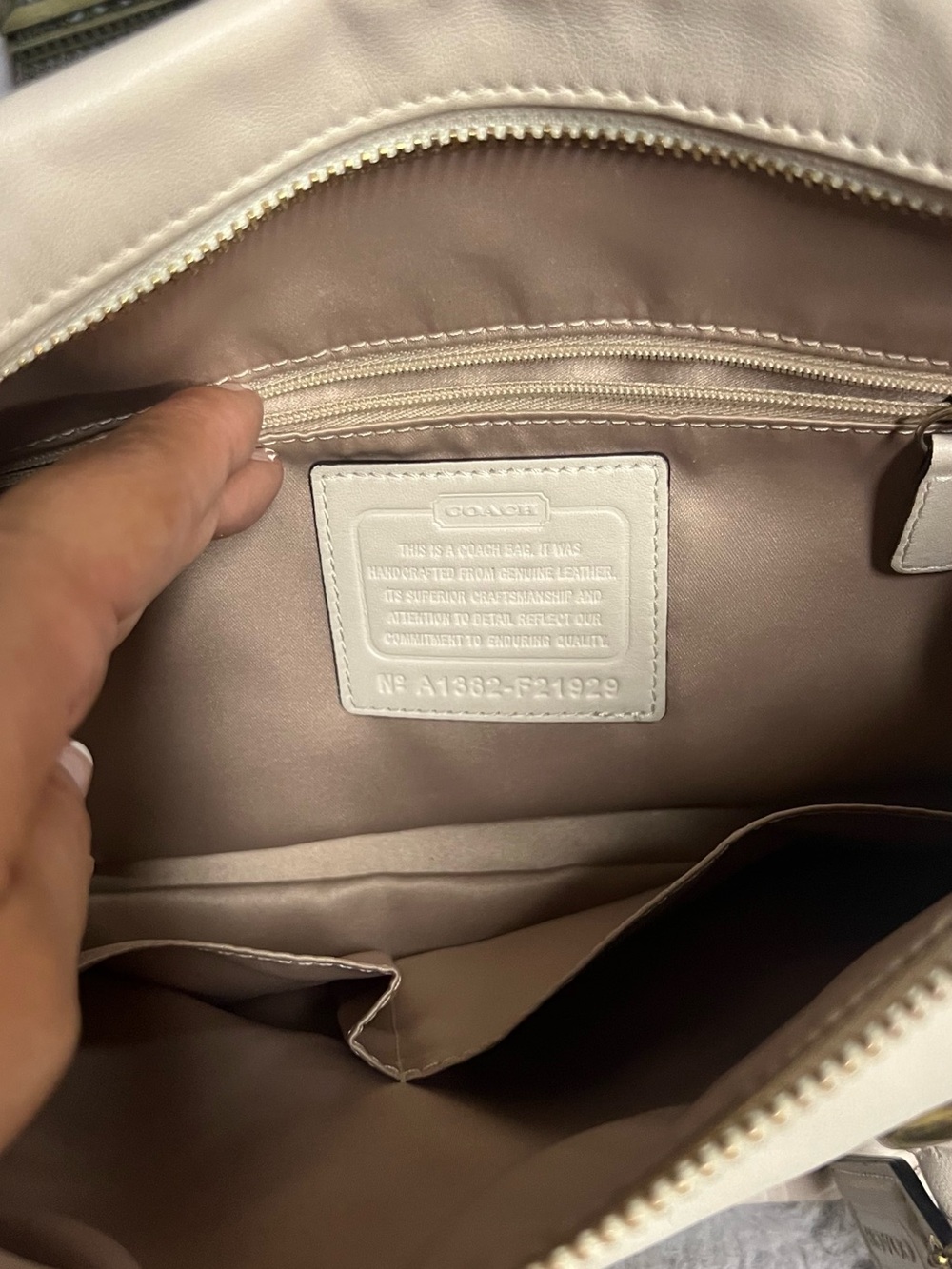 Coach Cream Perforated Leather Satchel with Gold Hardware - Picture 3 of 3